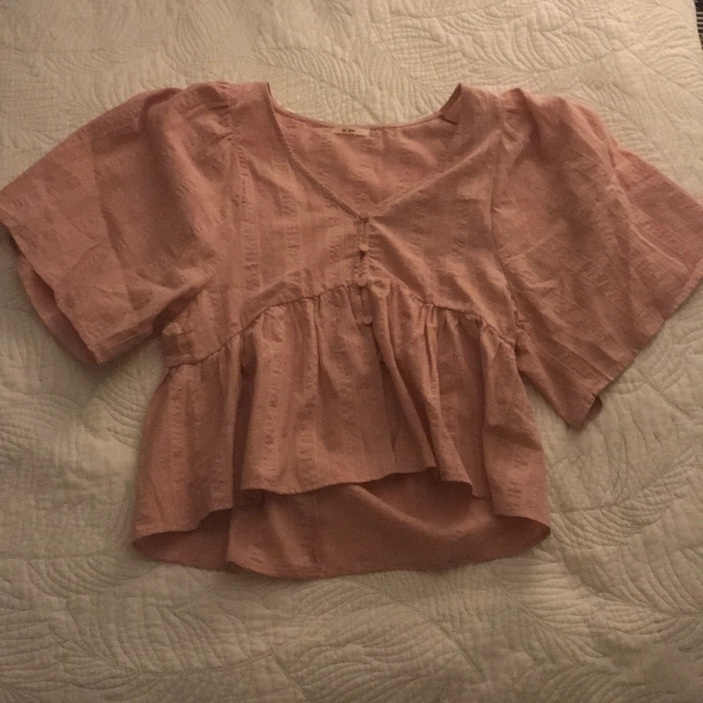 Pink Button Blouse Top